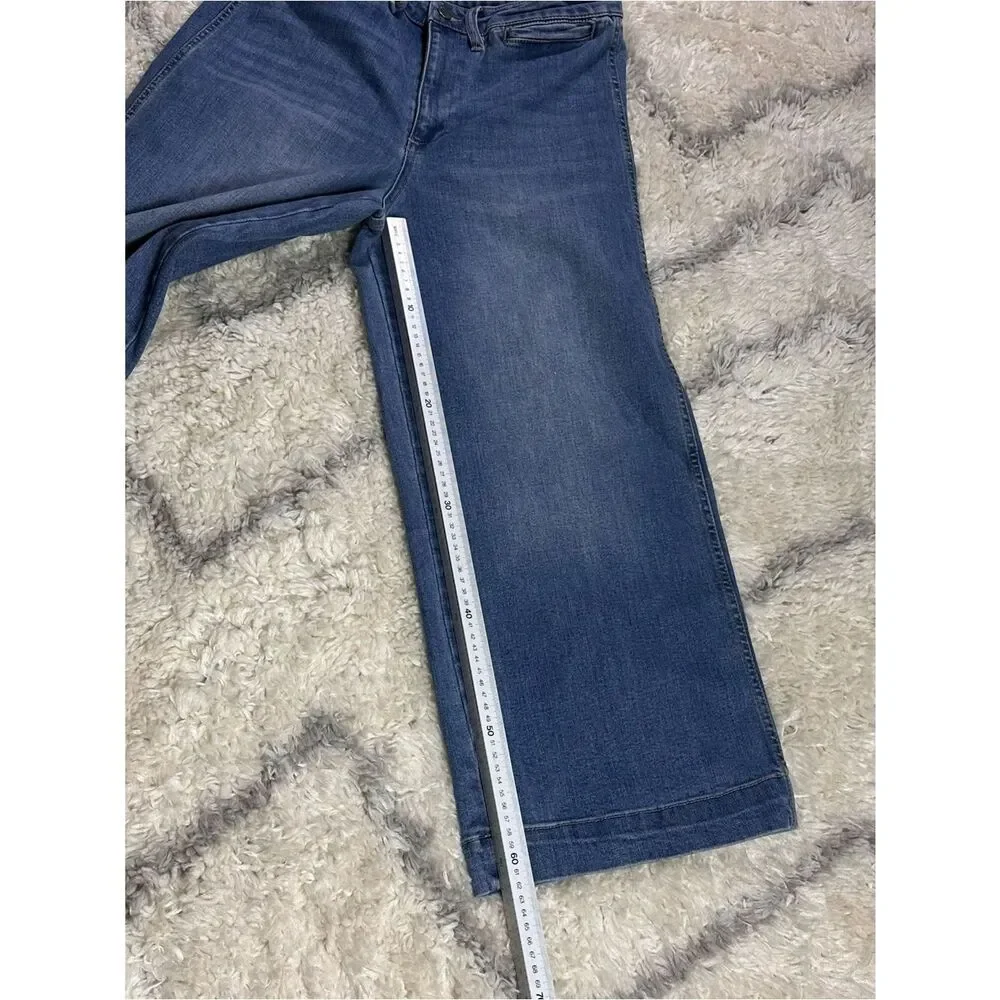 Oat New York Wide-Leg Cropped Jeans - Blue Denim